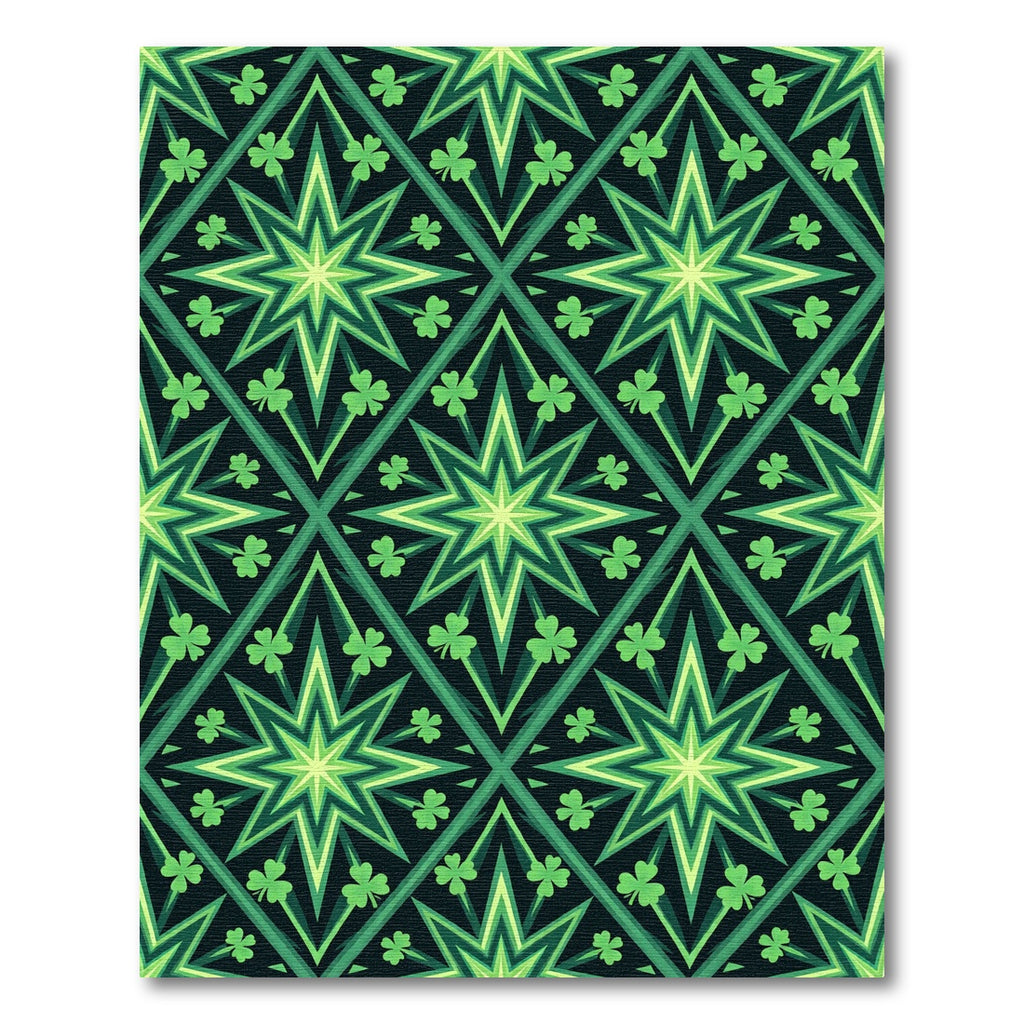 Emerald Clover Geometric Star Mosaic Rug
