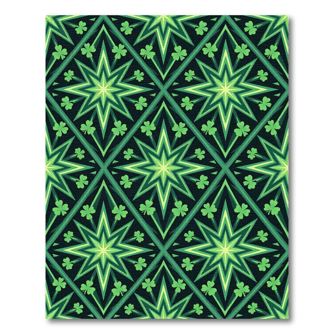 Emerald Clover Geometric Star Mosaic Rug
