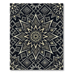 Gold and Charcoal Geometric Star Medallion Rug
