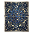 Elegant Navy Gold Celestial Star Medallion Rug