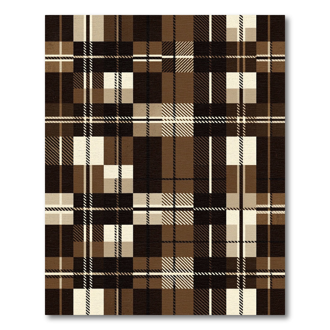 Classic Earthy Brown Plaid Tartan Rug