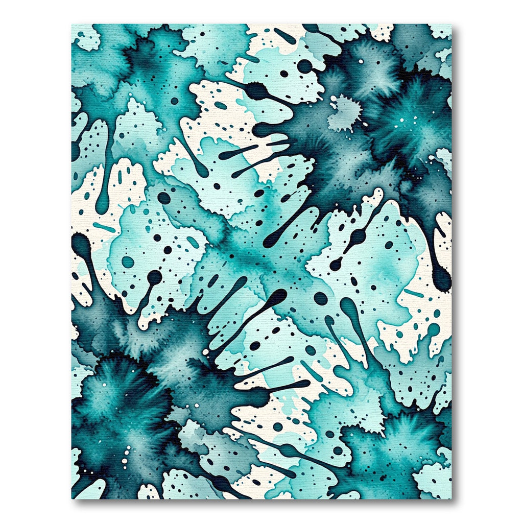Teal Liquid Ink Abstract Splash Rug
