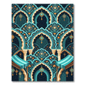 Teal Golden Arch Floral Harmony Rug