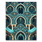 Teal Golden Arch Floral Harmony Rug