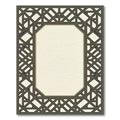 Geometric Dark Gray Lattice Frame Rug