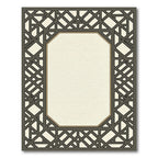 Geometric Dark Gray Lattice Frame Rug