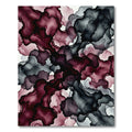 Dark Plum and Charcoal Abstract Ink Wash Rug