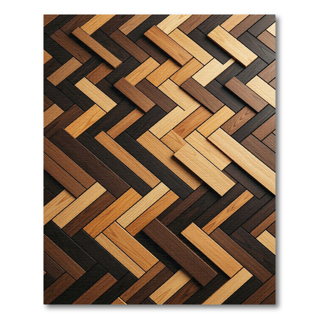 Wood Plank Herringbone Pattern Rug