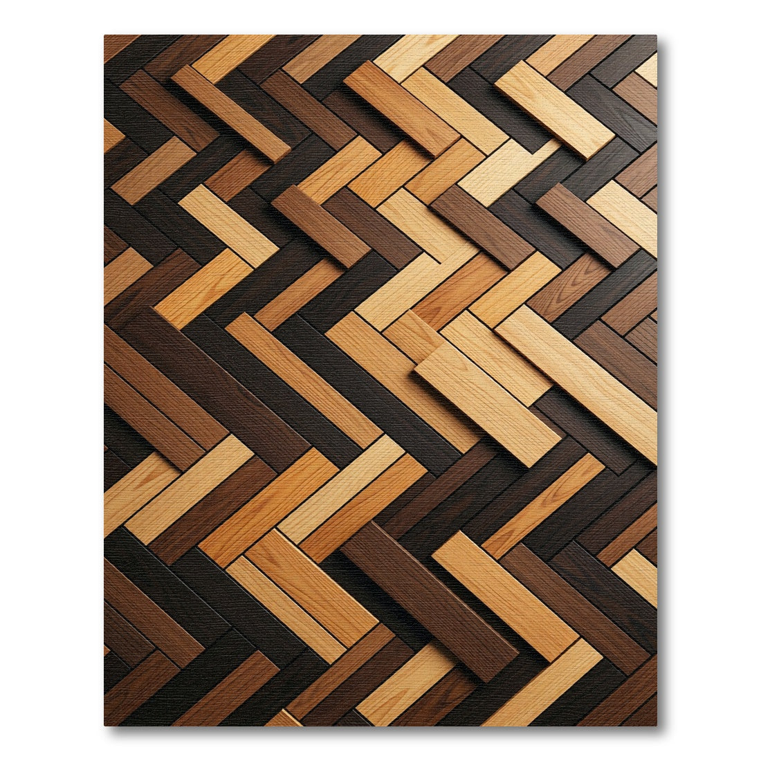 Wood Plank Herringbone Pattern Rug