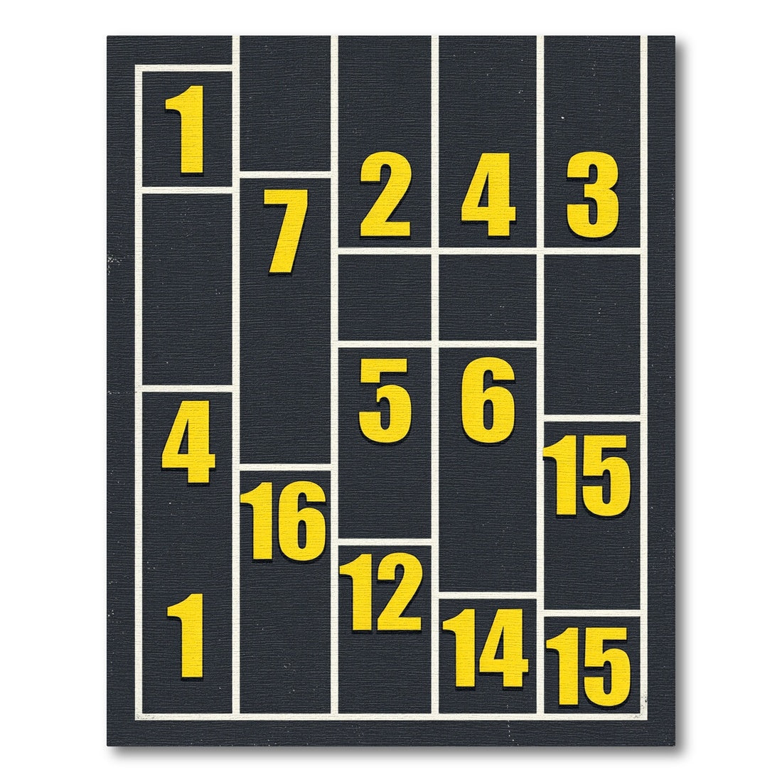 Bold Modular Numbered Block Yellow Grid Rug