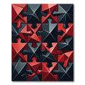Crimson Black Geometric Interlocking Star Tile Rug