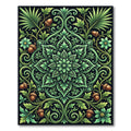 Elegant Green Verdant Acorn Medallion Rug