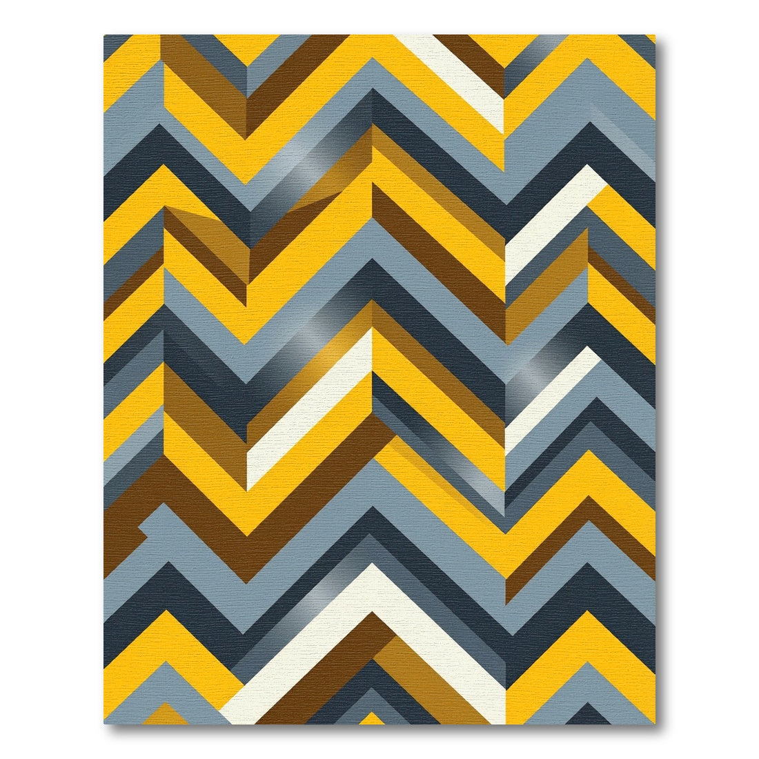 Modern Yellow Gray Geometric Chevron Rug
