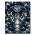 Intricate Blue Golden Cobra Serpent Rug