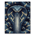 Intricate Blue Golden Cobra Serpent Rug