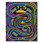 Vibrant Retro Racing Track Circuit Graphic Rug