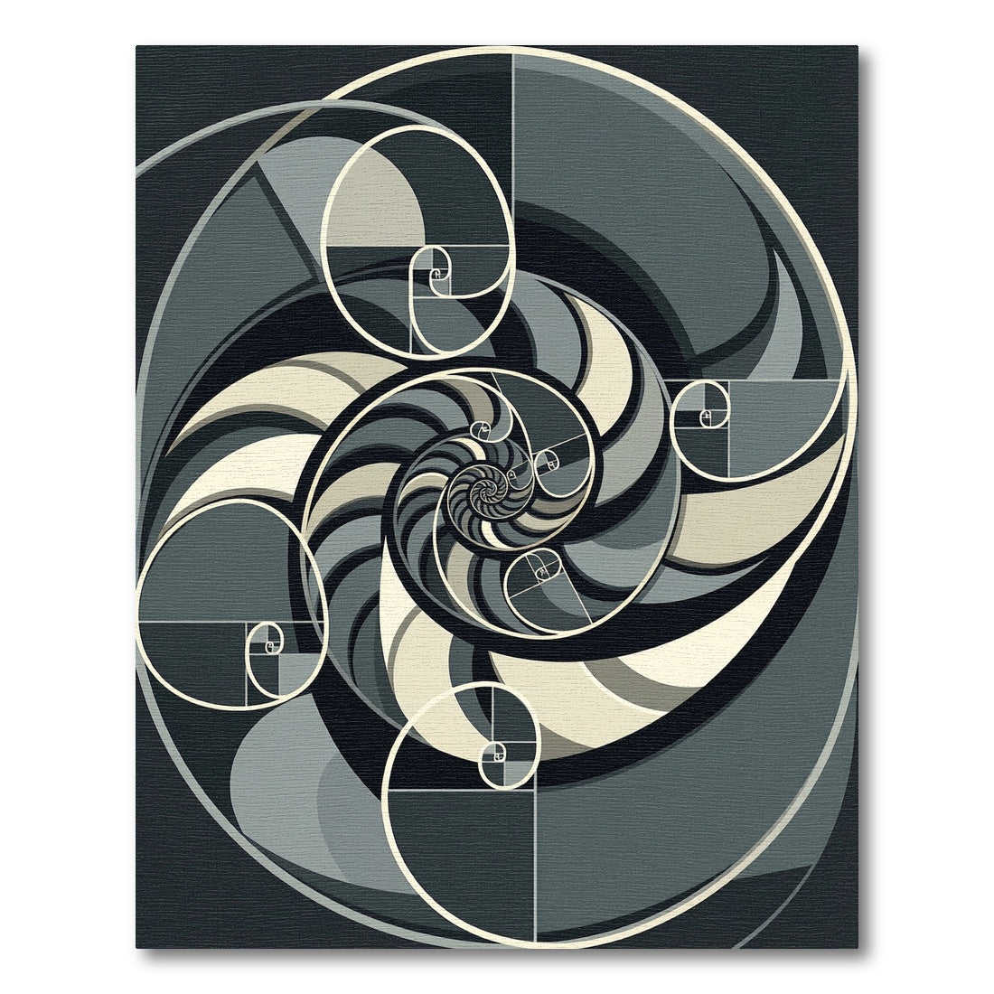 Monochromatic Golden Ratio Spiral Swirl Rug