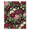 Rich Red Plum Rose Bouquet Rug