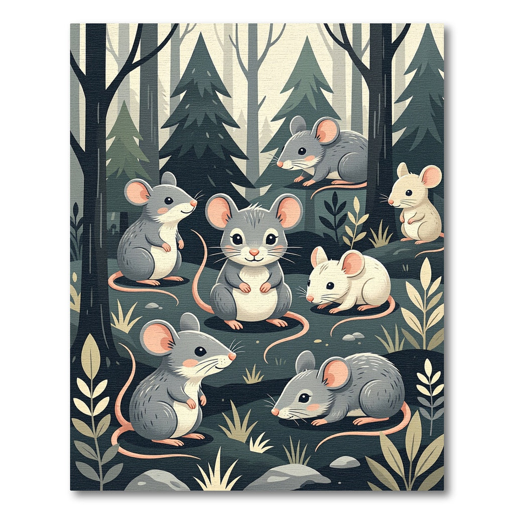 Whimsical Forest Mouse Illustration Woodland Art Rug