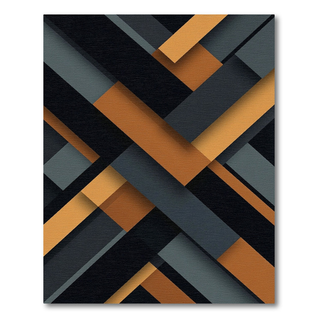 Geometric Amber and Charcoal Abstract Layers Rug