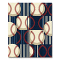 Contemporary Navy Baseball Striped Accent Rug