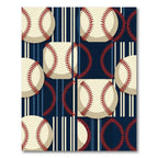Contemporary Navy Baseball Striped Accent Rug