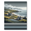 Coastal Farmstead Mountainscape Horizon Scene Rug
