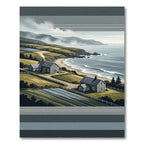 Coastal Farmstead Mountainscape Horizon Scene Rug