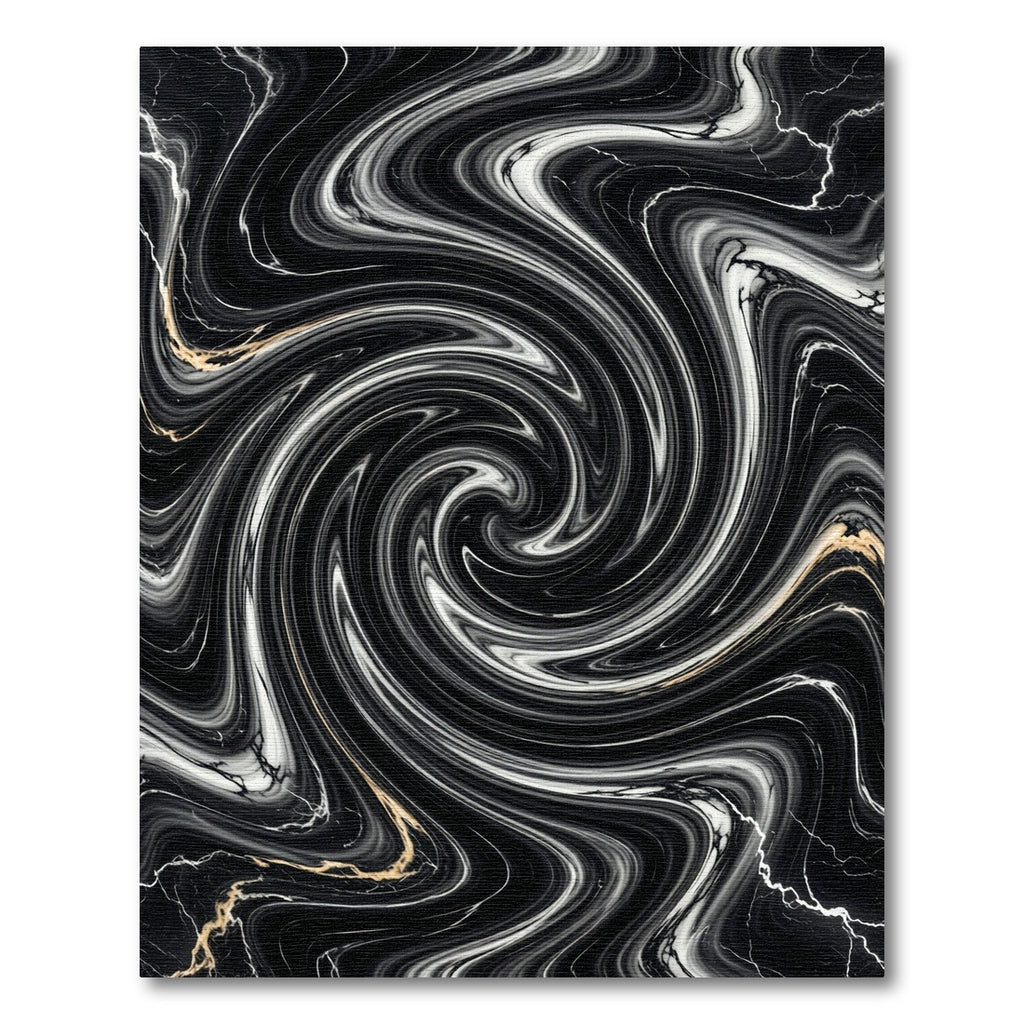 Dramatic Black Swirling Marble Rug