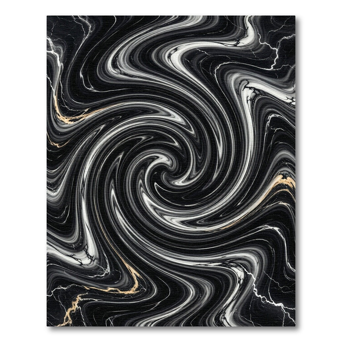 Dramatic Black Swirling Marble Rug