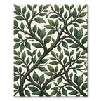 Dark Green Leafy Branch Tableau Rug