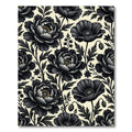 Dramatic Black Garden Floral Arrangement Rug