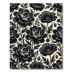 Dramatic Black Garden Floral Arrangement Rug