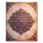 Vintage Terracotta Baroque Ornate Medallion Rug