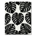 Bold Black Monstera Leaf Pattern Rug
