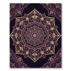 Ornate Purple Gold Medallion Rug