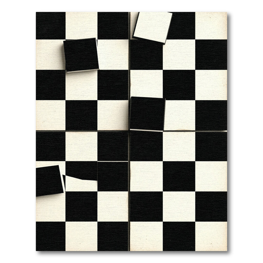 Monochrome Abstract Geometric Checkerboard Square Rug