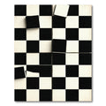 Monochrome Abstract Geometric Checkerboard Square Rug
