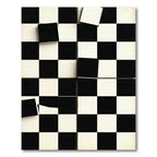 Monochrome Abstract Geometric Checkerboard Square Rug