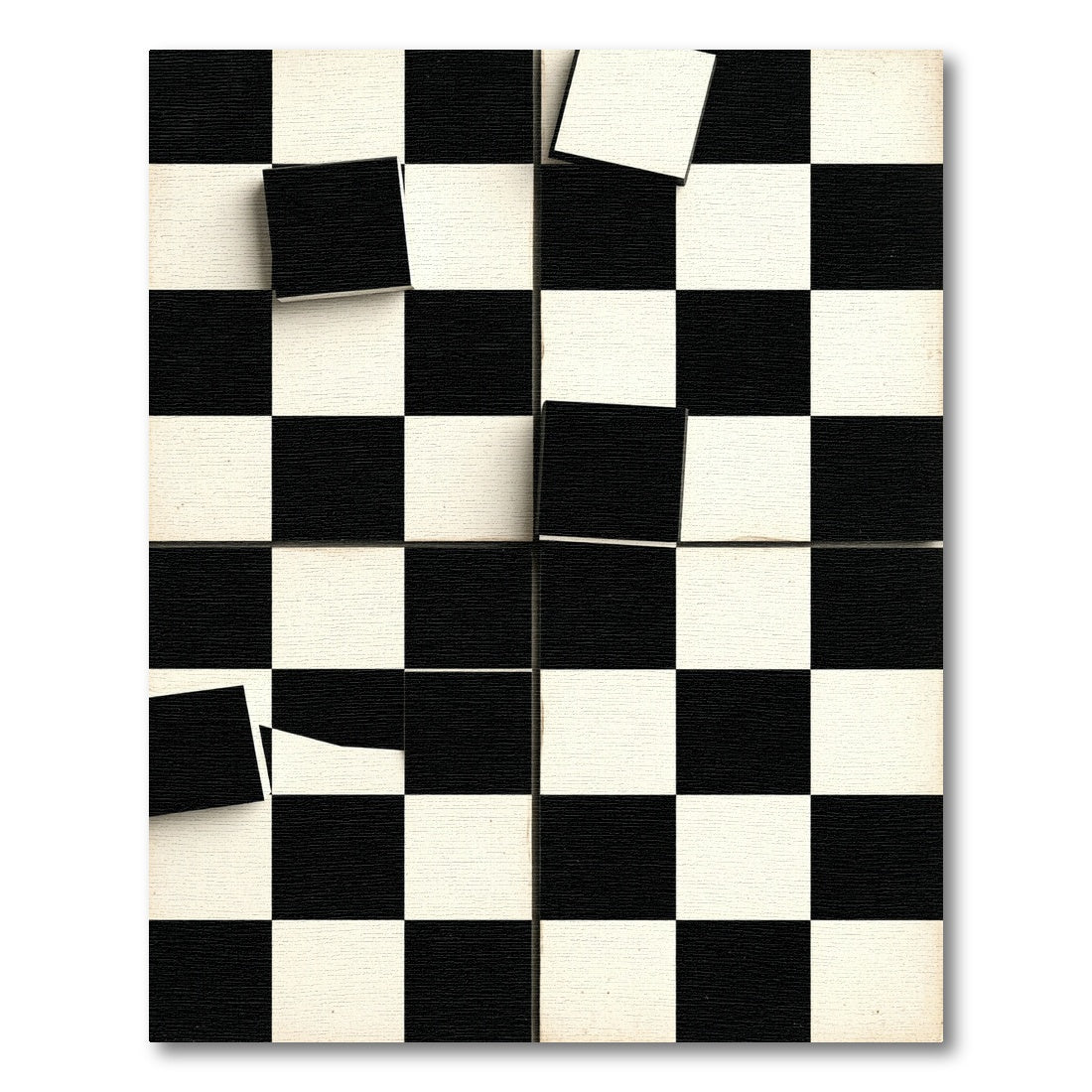 Monochrome Abstract Geometric Checkerboard Square Rug