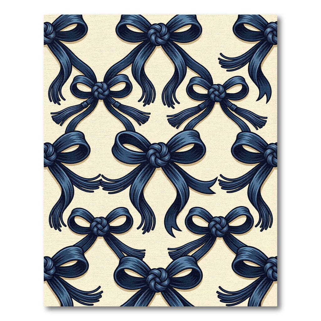 Navy Blue Elegant Ribbon Bows Rug