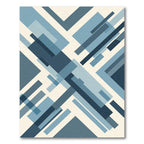 Modern Navy Blue Geometric Abstract Lines Rug