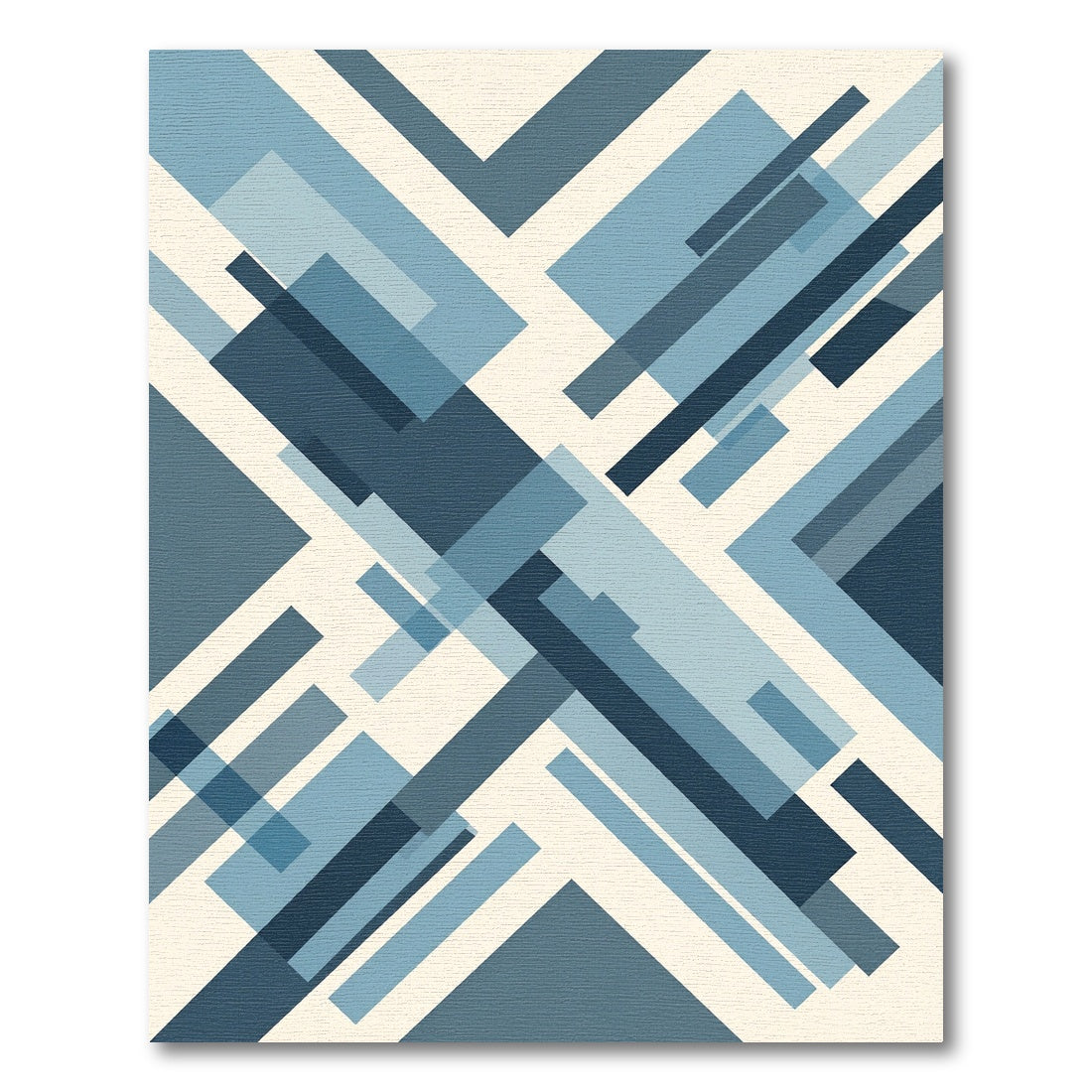 Modern Navy Blue Geometric Abstract Lines Rug