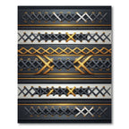 Metallic Laced Black and Gold Grid Rug
