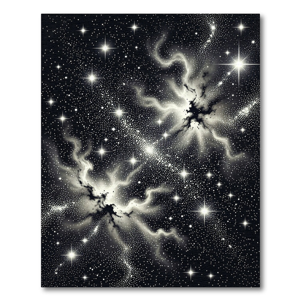 Monochromatic Nebula Starry Night Celestial Field Rug