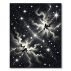 Monochromatic Nebula Starry Night Celestial Field Rug