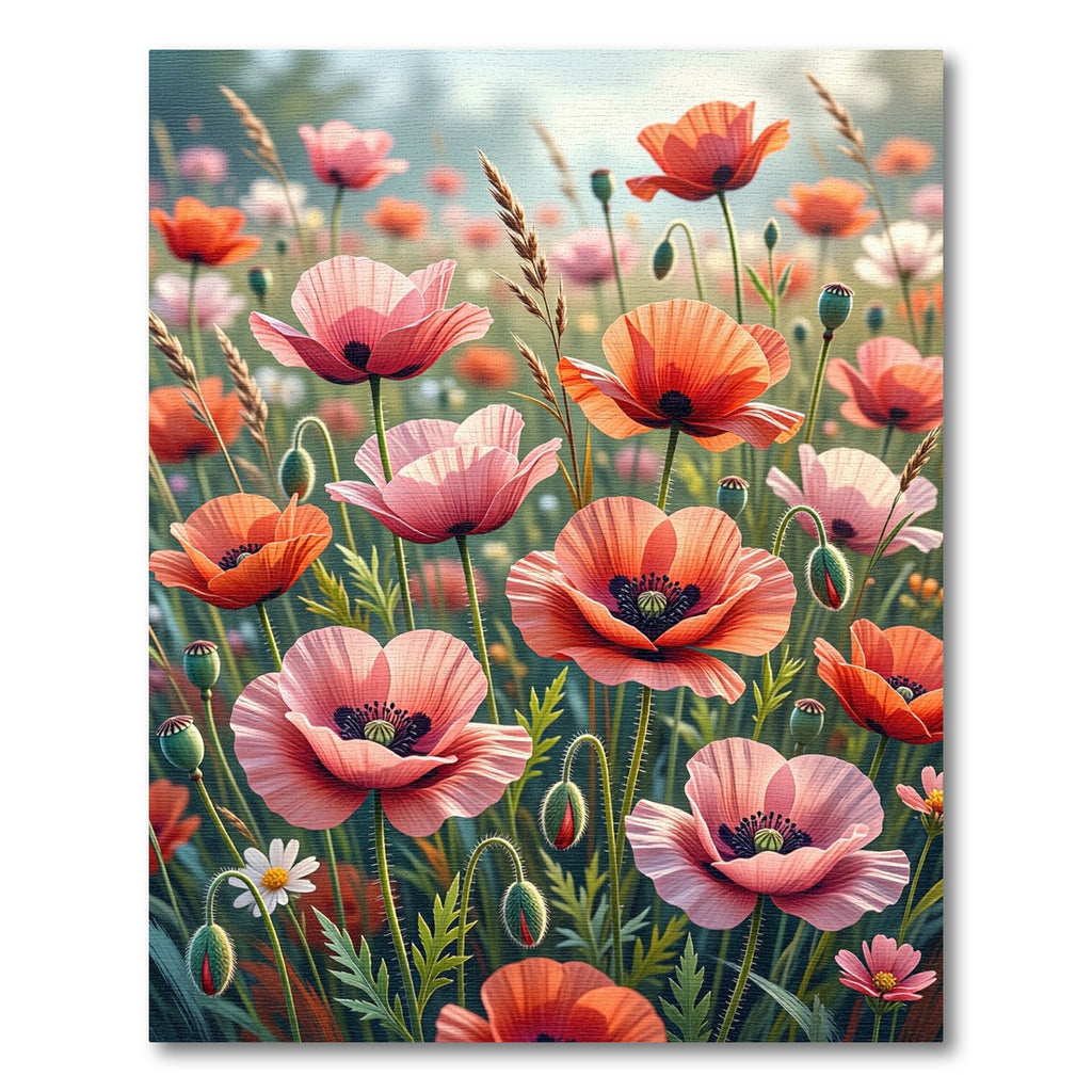 Coral Pink Poppy Field Rug