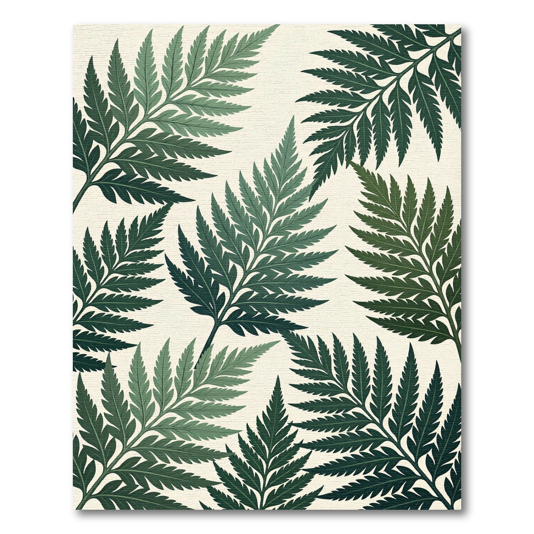 Lush Green Tropical Fern Botanical Rug