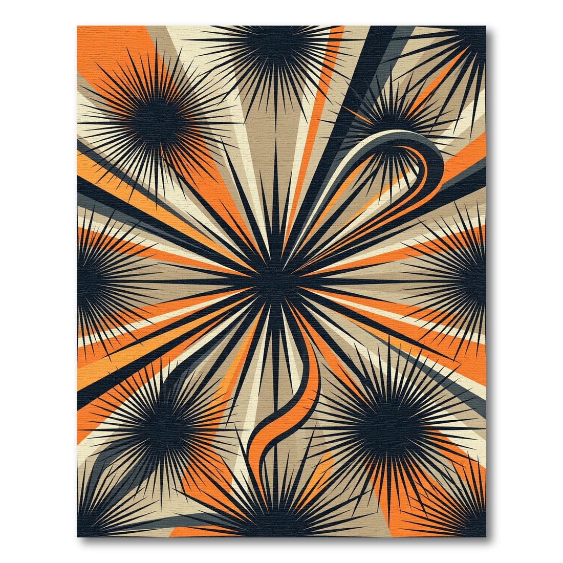 Mid Century Radial Burst Sunburst Rug