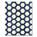 Modern Navy Geometric Honeycomb Rug